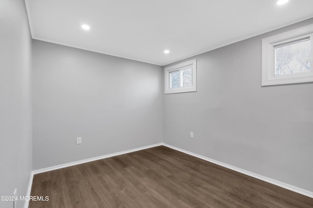 6 Afton Rd, Jackson, NJ 08527 - below grade area with dark wood-style floors, recessed lighting, baseboards, and crown molding