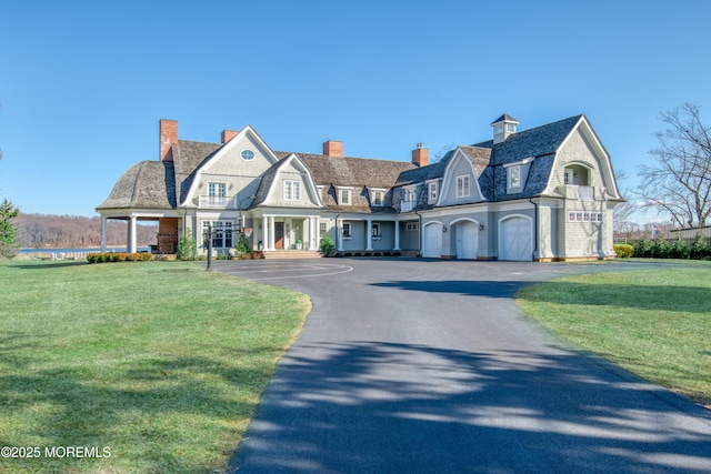0 Wilson Cir, Rumson, NJ 07760 - shingle-style home with a gambrel roof, a chimney, a front yard, and curved driveway