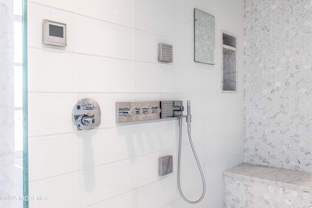 0 Wilson Cir, Rumson, NJ 07760 - bathroom featuring tiled shower and tile walls