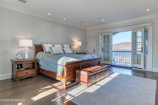 0 Wilson Cir, Rumson, NJ 07760 - bedroom with wood finished floors, access to exterior, crown molding, baseboards, and recessed lighting