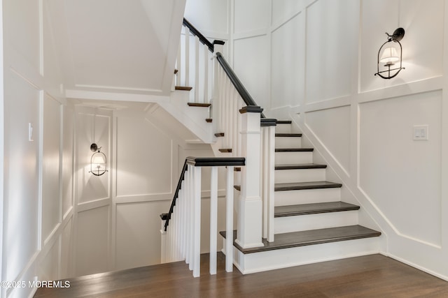 0 Wilson Cir, Rumson, NJ 07760 - stairs with a decorative wall and wood finished floors