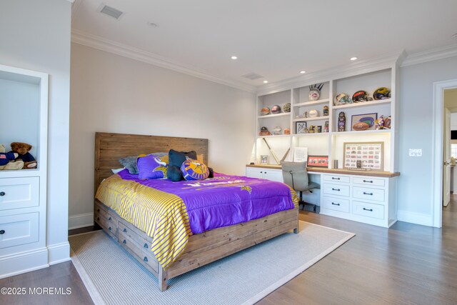 0 Wilson Cir, Rumson, NJ 07760 - bedroom with dark wood finished floors, ornamental molding, baseboards, and recessed lighting