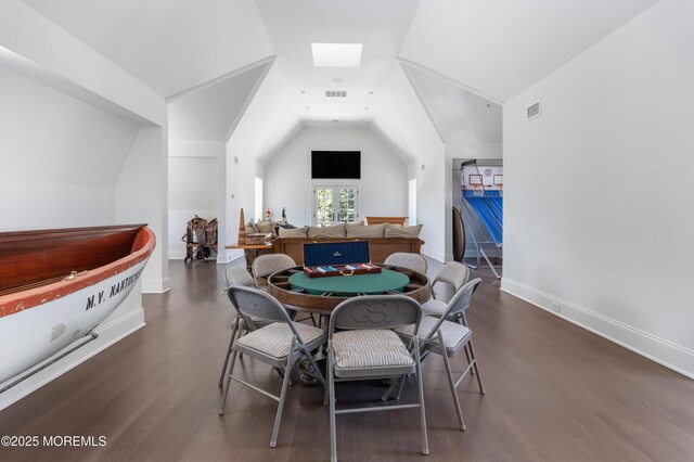 0 Wilson Cir, Rumson, NJ 07760 - dining room with wood finished floors, vaulted ceiling, and baseboards