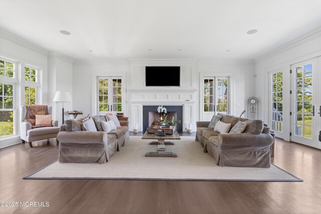 0 Wilson Cir, Rumson, NJ 07760 - living room with french doors, healthy amount of natural light, wood finished floors, and crown molding