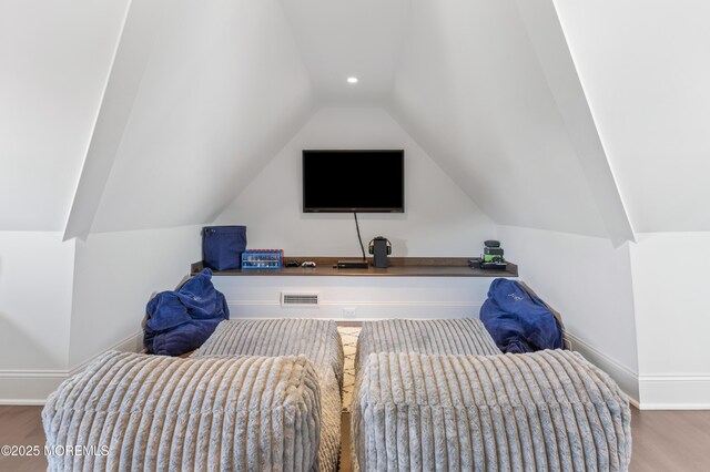 0 Wilson Cir, Rumson, NJ 07760 - sitting room featuring wood finished floors, vaulted ceiling, baseboards, and recessed lighting