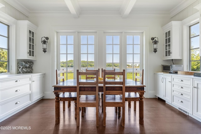 0 Wilson Cir, Rumson, NJ 07760 - dining room featuring dark wood-style floors, beam ceiling, and ornamental molding