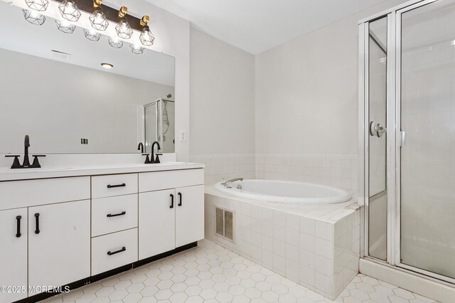 52 Straton Ct Unit 1006, Parlin, NJ 08859 - full bath featuring a shower stall, tile patterned floors, double vanity, and a bath
