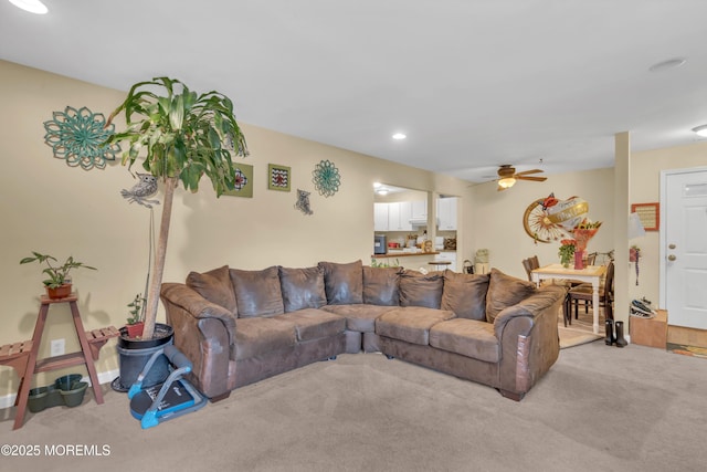 707 Zlotkin Cir Unit 7, Freehold, NJ 07728 - carpeted living room featuring a ceiling fan and recessed lighting