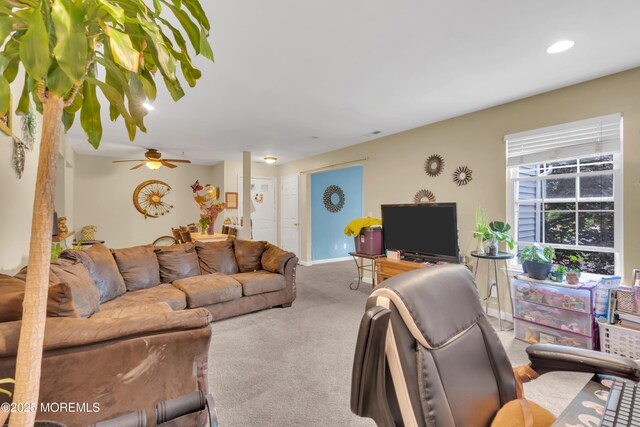 707 Zlotkin Cir Unit 7, Freehold, NJ 07728 - carpeted living room featuring ceiling fan, recessed lighting, and baseboards