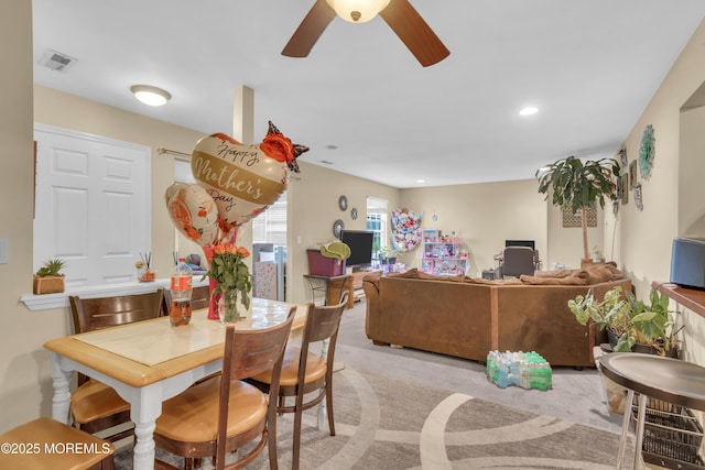 707 Zlotkin Cir Unit 7, Freehold, NJ 07728 - dining room with ceiling fan, light colored carpet, and recessed lighting