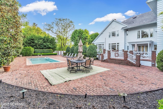 view of swimming pool with a patio