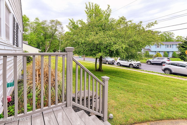 deck with a yard