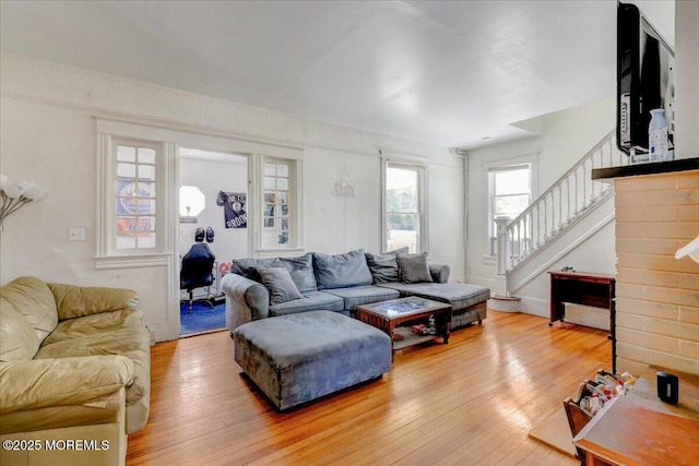 78 Navesink Ave, Highlands, NJ 07732 - living room with stairway and light wood-style floors