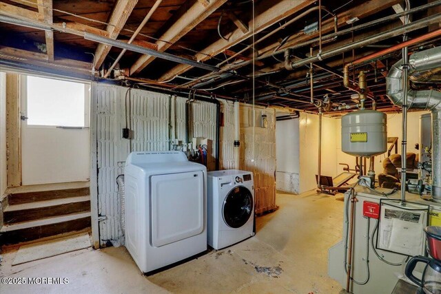 78 Navesink Ave, Highlands, NJ 07732 - below grade area featuring separate washer and dryer and a heating unit