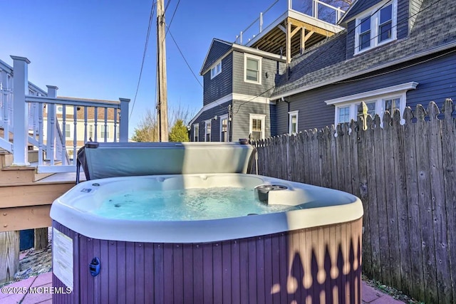 78 Navesink Ave, Highlands, NJ 07732 - view of patio with a hot tub and fence