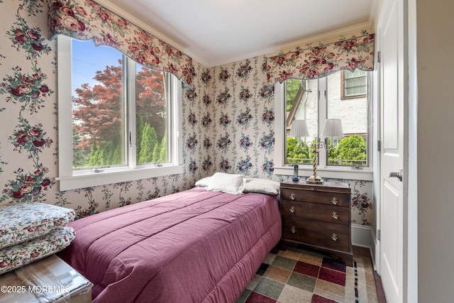 567 Deal Pkwy, Allenhurst, NJ 07711 - bedroom with wallpapered walls and ornamental molding