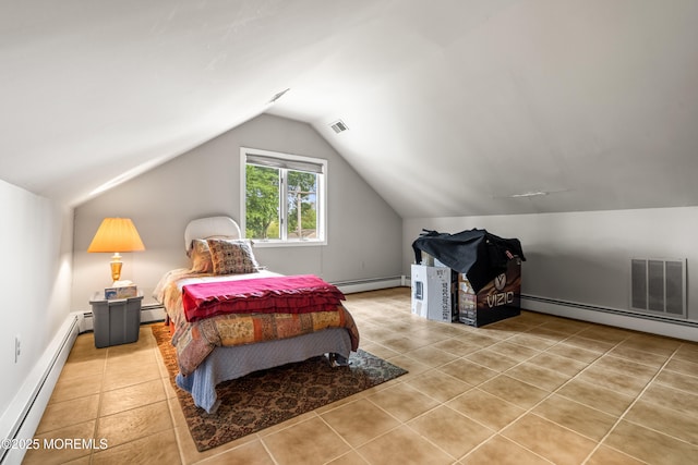567 Deal Pkwy, Allenhurst, NJ 07711 - bedroom featuring a baseboard radiator, lofted ceiling, and tile patterned flooring