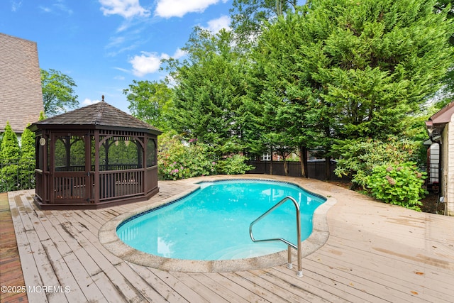 567 Deal Pkwy, Allenhurst, NJ 07711 - view of pool featuring a gazebo, a deck, and a fenced backyard