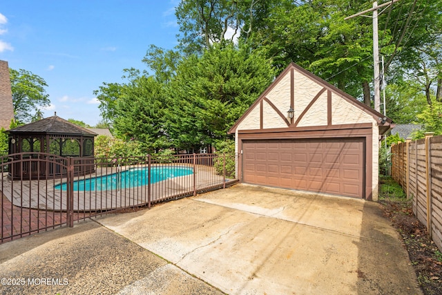 567 Deal Pkwy, Allenhurst, NJ 07711 - view of pool with fence, a gazebo, and an outbuilding