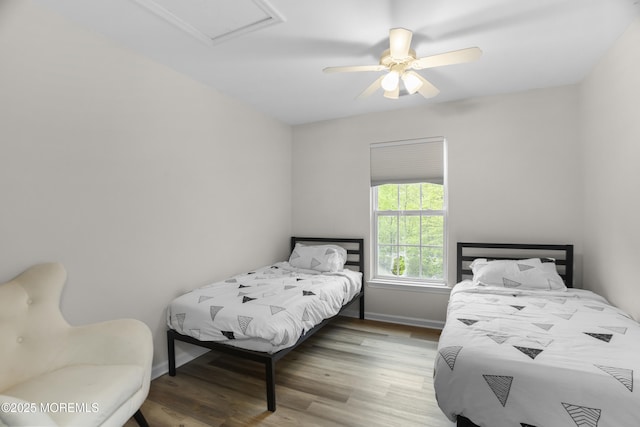 29 Jefferson Ct, Jackson, NJ 08527 - bedroom featuring wood finished floors, baseboards, a ceiling fan, and attic access