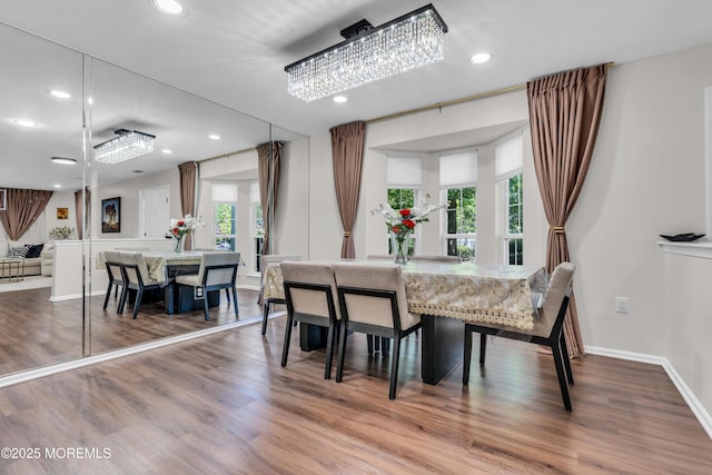 11 Charles Ct, Ocean Twp, NJ 07712 - dining space featuring recessed lighting, wood finished floors, baseboards, and a chandelier