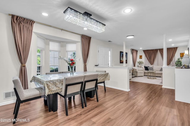 11 Charles Ct, Ocean Twp, NJ 07712 - dining room featuring wood finished floors, baseboards, a chandelier, and recessed lighting