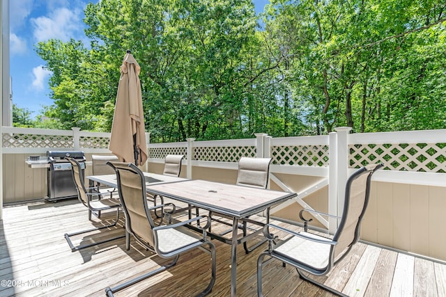 11 Charles Ct, Ocean Twp, NJ 07712 - wooden deck with outdoor dining area and grilling area