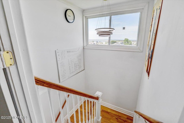 57 Shore Dr, Highlands, NJ 07732 - staircase with wood finished floors and baseboards
