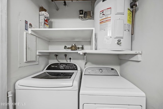 154 Cross Slope Ct Unit J, Manalapan, NJ 07726 - laundry area featuring water heater, washer and clothes dryer, and electric panel