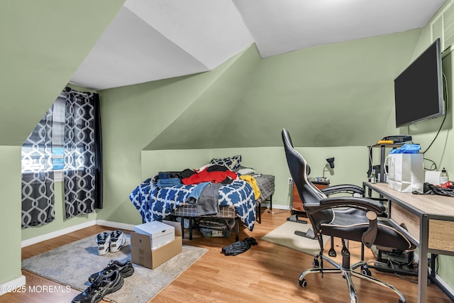 430 Myrtle Ave, Neptune Township, NJ 07753 - bedroom featuring wood finished floors, a desk, and lofted ceiling