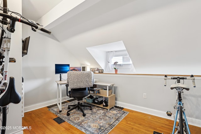 25 Meadow Ave Unit 30, Monmouth Beach, NJ 07750 - home office with wood finished floors, vaulted ceiling, and baseboards