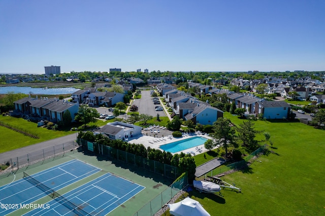 25 Meadow Ave Unit 30, Monmouth Beach, NJ 07750 - aerial perspective of suburban area with a pool area and a large body of water