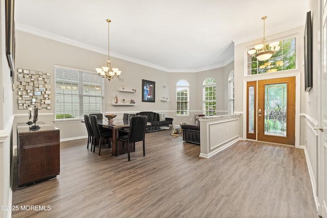 6 Beth Page Dr, Monroe, NJ 08831 - entryway with a chandelier, crown molding, healthy amount of natural light, and wood finished floors