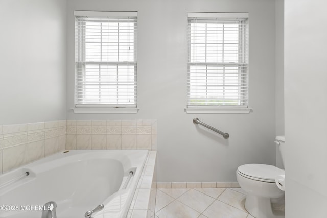 6 Beth Page Dr, Monroe, NJ 08831 - full bathroom with a garden tub, toilet, baseboards, and tile patterned floors