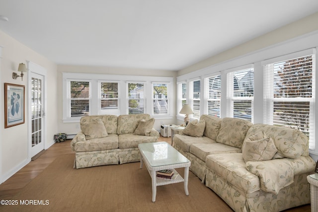400 W Lake Ave, Bay Head, NJ 08742 - living area with wood finished floors and a baseboard radiator