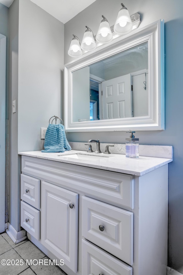 bathroom featuring vanity and tile patterned floors