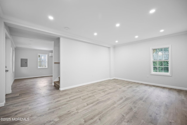 47 Imlaystown Rd, Cream Ridge, NJ 08514 - spare room with ornamental molding, recessed lighting, wood finished floors, baseboards, and stairs