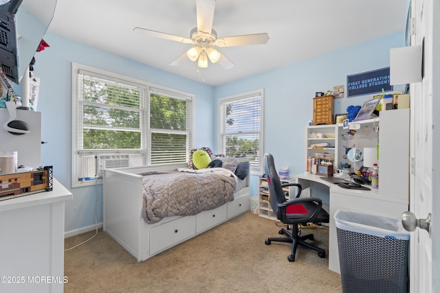 15 Creighton Cir, Old Bridge, NJ 08857 - bedroom featuring a desk, light colored carpet, cooling unit, a ceiling fan, and baseboards