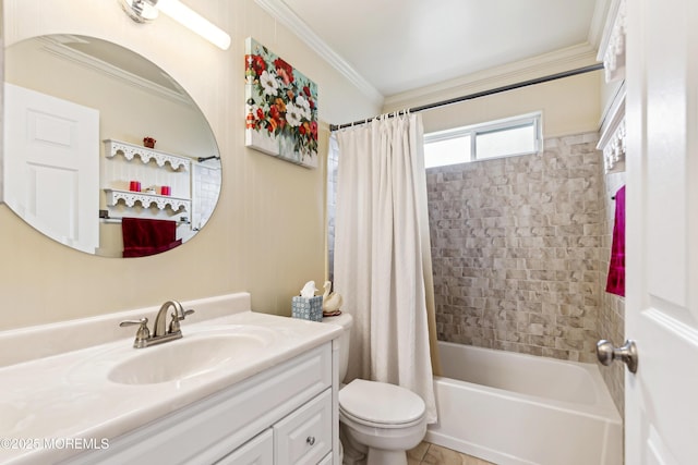 27 Gladstone Ave, Manchester, NJ 08759 - full bathroom with crown molding, toilet, vanity, and shower / bath combo
