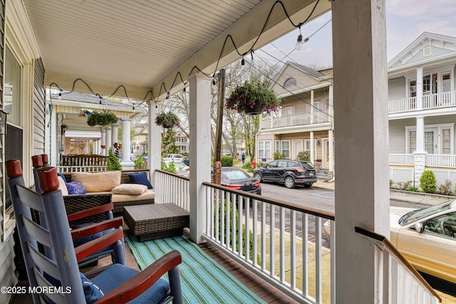 deck with covered porch