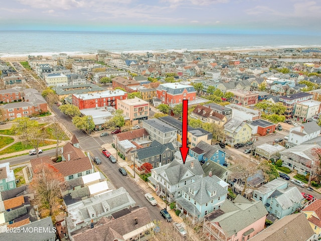 aerial view of a nearby body of water