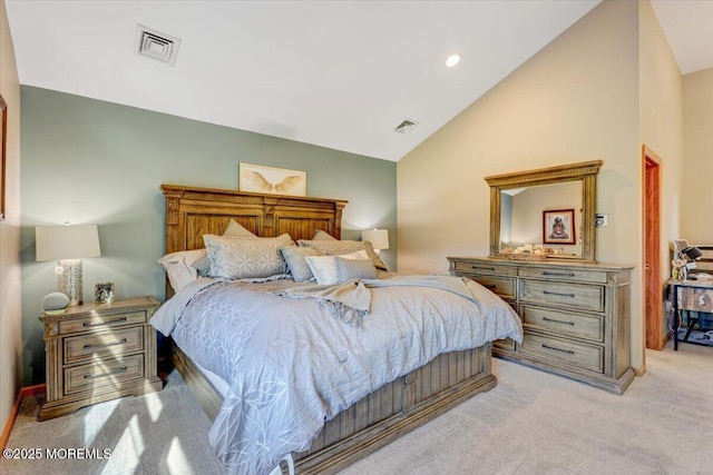 55 Yorktowne Dr, Manalapan, NJ 07726 - bedroom with vaulted ceiling, light colored carpet, and recessed lighting