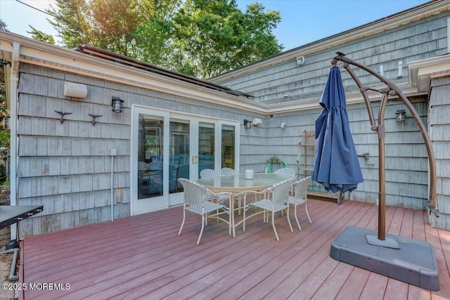 55 Yorktowne Dr, Manalapan, NJ 07726 - wooden deck with outdoor dining area
