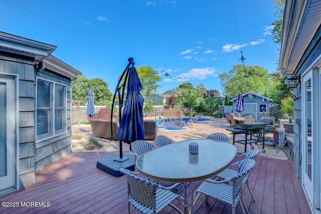 55 Yorktowne Dr, Manalapan, NJ 07726 - wooden deck with outdoor dining area