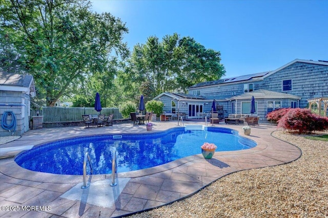 55 Yorktowne Dr, Manalapan, NJ 07726 - view of swimming pool featuring outdoor dining space and a patio