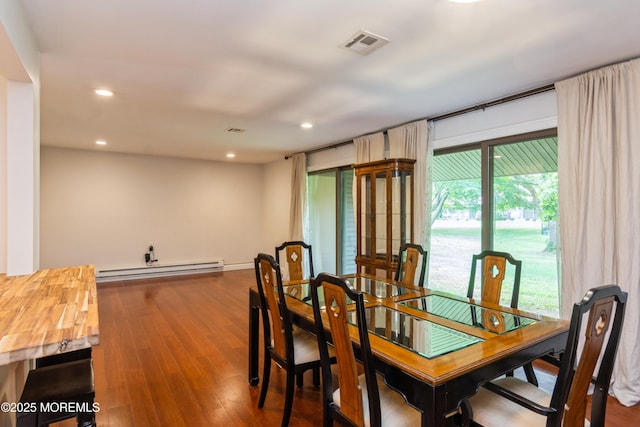 7 Danbury Ct, Red Bank, NJ 07701 - dining space featuring a baseboard heating unit, recessed lighting, and wood finished floors