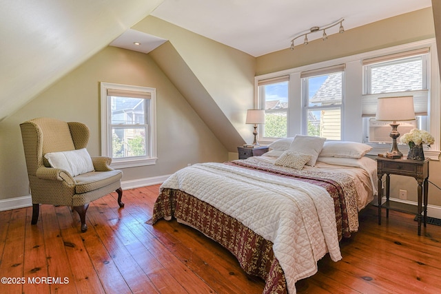 70 Clark Ave, Ocean Grove, NJ 07756 - bedroom with hardwood / wood-style floors, lofted ceiling, and baseboards