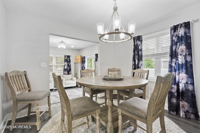 639 Longview Dr, Toms River, NJ 08753 - dining area featuring a chandelier and wood finished floors