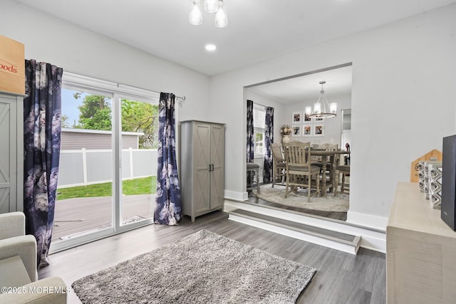 639 Longview Dr, Toms River, NJ 08753 - dining area featuring a chandelier, wood finished floors, recessed lighting, and baseboards