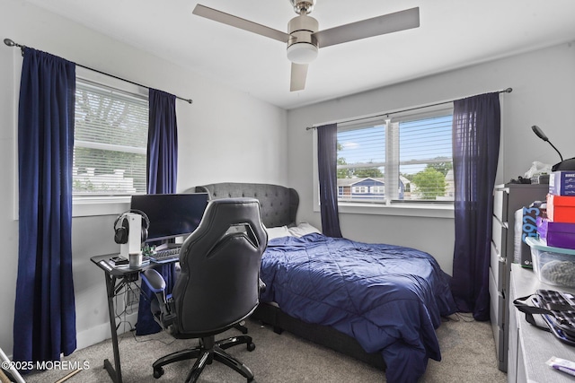 639 Longview Dr, Toms River, NJ 08753 - carpeted bedroom with multiple windows, an office area, and a ceiling fan